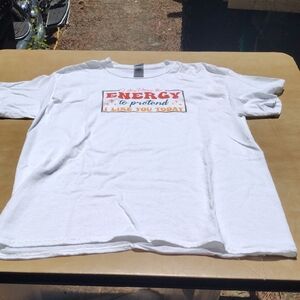 Gildan White Short Sleeve Tee with Red and Orange Print